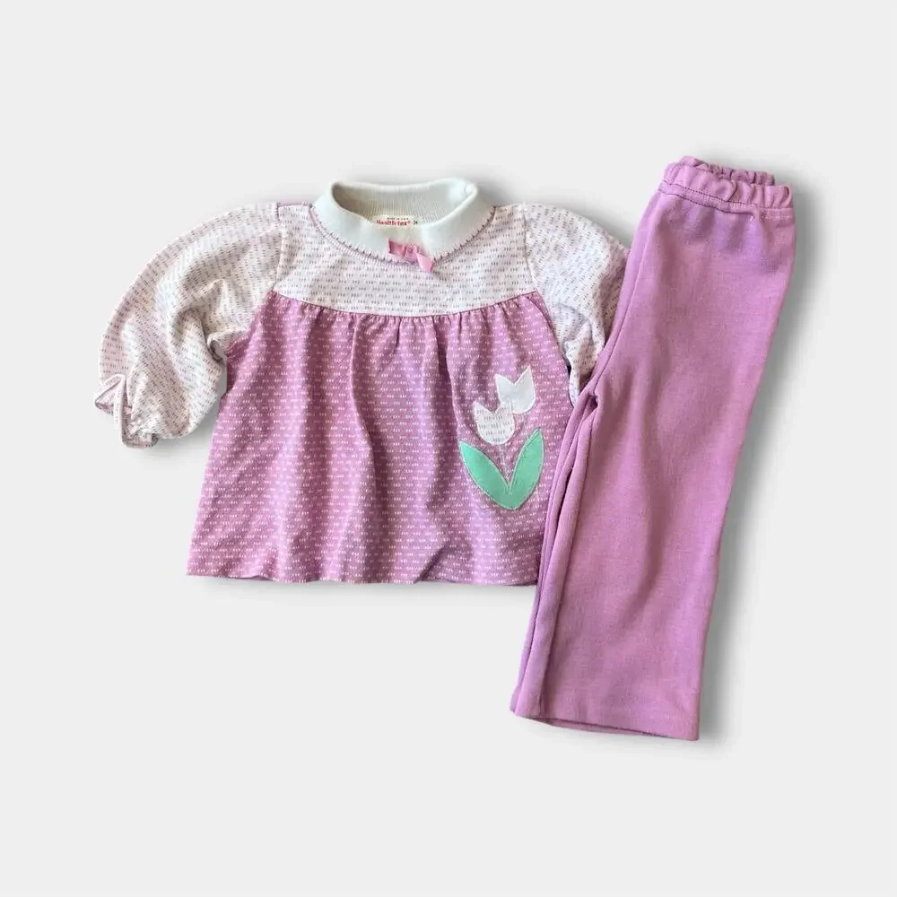 Vintage Healthtex Two Piece Purple Tulip Outfit 24 Months USA